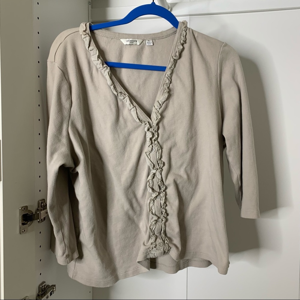 5/$25 Sale ☀️ Taupe Ruffle Button Cardigan